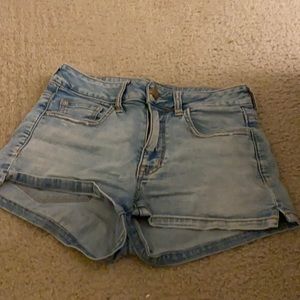 Light blue denim shorts